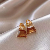 Advanced geometric tawny Crystal Square Dangle Earrings For Woman Korean Fashion Jewelry Goth Party  Luxury Girl‘s Cute Earrings