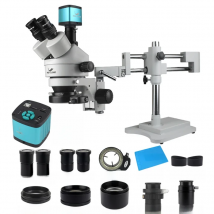 3.5X 90X 180X Simul-Focal Double Boom Stand Trinocular Stereo Zoom Microscope 48MP 4K HDMI USB Camera 144 LED Light Microscopie