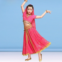 Belly Dance 3 colors 2/3/5/7/8pcs Set Sari Dancewear Children Belly Dance Costumes Indian Dance Costumes Bollywood Kids Dresses