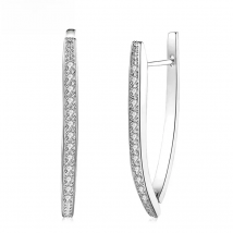 DOTEFFIL 925 Sterling Silver/18K Gold/Rose Gold Geometry AAA Zircon Charm Earrings For Women Jewelry Fashion Wedding Party Gift