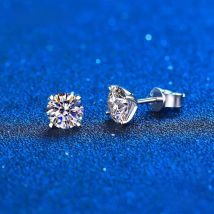 0.4-4CT Classic Moissanite Earrings VVS Brilliant Diamond Stud Earrings 925 Sterling Silver Ear Studs For Women Men Couple Gifts