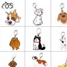 5PCS/LOT Pet Dogs Pendant Charms Poodle Bulldog Husky Chihuahua Bag Charms for Jewelry Making Supplies for Jewelry