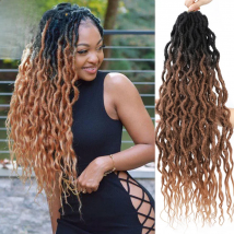 Goddess Faux Locs With Curly End Synthetic Crochet Braids Hair Extensions For Women Ombre Brown Color Messy Dreadlocks X-TRESS