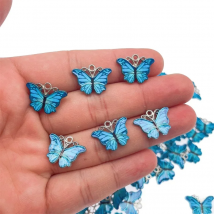 20Pcs/Set Blue Butterfly Pendant Popular DIY Bracelet Earrings Jewelry Making Charm Handmade Necklace Accessories Wholesale