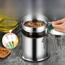 Stainless Steel Oil Strainer Pot Container Jug Storage Can With Filter Cooking Oil Pot For Kitchen Household Tools