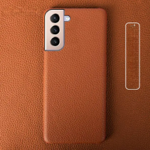 For SAMSUNG S21 CASE Litchi Texture Genuine Leather Cases S20FE S21Ultra S22 Plus phone Cover Coque Protective Shell