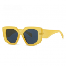 SO&EI Fashion Polygon Square Women Candy Color Sunglasses Shades UV400 Retro Trending Men Yellow Green Sun Glasses