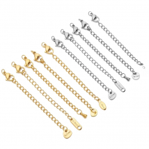10pcs Stainless Steel Extension Chains with Lobster Clasps Connector Link Necklace Tail Making DIY Bracelet Accessories Supplies