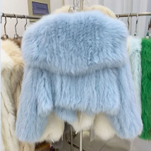 Luxury Winter Lapel Mink Collar Faux Fox Fur Trench Coat Big Fur Sailor Collar Bomber Jacket Imitation Raccoon Fur Cardigan Tops