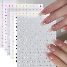 3D Bronzing Star Nail Art Sticker Silver Gold Black Laser Cross Starlight Y2K Charms Self-Adhesive Sliders Manicure Decoration