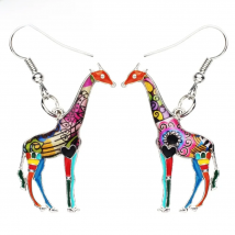 Bonsny Statement Enamel African Giraffe Earrings Dangle Drop Big Long Fashion Cartoon Animal Alloy Jewelry For Women Girls Gift