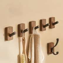 New Simple Solid Wood Hook Walnut Hanging Hanger Bathroom Wall Hook Bedroom Coat Storage Rack Home Towel Key Decoration Hook