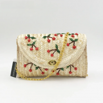 Wheat Straw Woven Women Shoulder Bag Bohemian Summer Beach Bags Cherry Banana Female Messenger Clutch Chain Flap Crossbody Bag