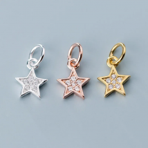 1pc 925 Sterling Silver AAA CZ Zircon Paved Decoration Star Charms Gold/Rose Gold S925 Silver Dangle Pendants DIY Jewelry Making