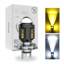 Oprah SuperBright Motorcycle H4 LED Headlight Bulb With A HD Lens BA20D Hi/Lo Beam Dual Color White Yellow Motorcycle Front Lamp