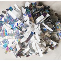 Cheerleader Pom Pom Pom ,Metallic white with holographic silver, Custom Size and Color, Baton Handle, 1 Pc