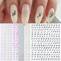 1Pc 3D Roman Letter Nail Stickers Gold/Silver/Black/Laser Alphabet Self Adhesive Decal Y2K English Words/Number Manicure Sliders