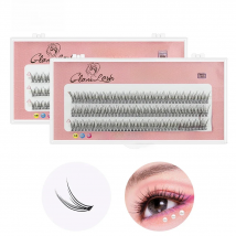 GLAMLASH A/M Natural Cluster Fishtail Type Dovetail Eyelash Extension Premade Volume False Grafted Thick Spikes Lash Soft Makeup