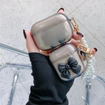 Soft Silicone Cover For AirPods Pro 2nd 3D Cute Bow Pearl Pendant Case For AirPods 4 2 1 3 Girls Cartoon Earphones Charging Box
