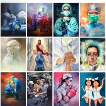 HOMFUN Diamond Painting Full Square/Round Drill 5D DIY "Angel Nurse Doctors" Daimond Embroidery Rhinestone Cross Stitch Decor
