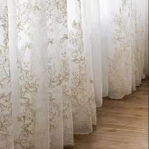 Luxury Embroidered Tulle Curtains for Bedroom Embossed Floral Romantic Sheer Delicate Rustic Window Treamnet Drapes m201C