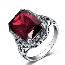 Cellacity Geometry Ruby Ring for Women Silver 925 Jewelry Rectangle Gemstones Luxury Design Female Anniversary Party Accessory