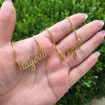 Custom Name Necklaces Stainless Steel Jewelry for Women Personalised Cursive Letter Arabic Pendant Gold Box Chains Choker Gifts