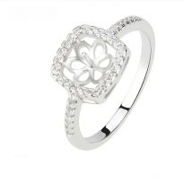 CLUCI Silver 925 Square Zircon Pearl Ring Mounting for Women Rings Jewelry 925 Sterling Silver Zircon Rings Gift SR1021SB