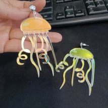 KUGUYS Acrylic Illusory Color Jellyfish Drop Earrings for Womens Girls Kids Trendy Jewelry Fashion Accessories