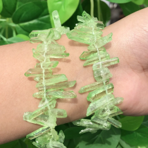 Natural Green Quartz Crystal Stick Beads Top Drilled Rainbow Plated Point Bead For DIY Bohemia Clips Earrings Neacklace
