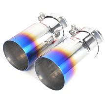 1 PC Blue Burnt Stainless Steel Universal Exhaust System End pipe Car Exhaust Pipe Single Straight Muffler Tip For BW Series