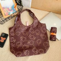 Kawaii Miffy Cute Shopping Bag Cartoon Rabbit Printing Portable Foldable Multifunctional Commute High Capacity Handbag Girl Gift