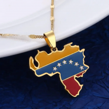 Stainless Steel Trendy Venezuela Map Flag Pendant Necklace Venezuelan Map Chain Jewelry