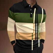 Herren-Poloshirt, Viertelreißverschluss, Outdoor, lässig, langärmelig, Tops, modisch, modern, Frühling und Herbst, Standard-Passform, Sport-Poloshirt