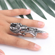 Punk Retro Dragon Ring Men New Male Knight Skull Ghost Knuckle Armour Metal Finger Rings Unisex Cool Party Jewelry Gifts 2023