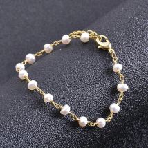 New Fashion Jewelry Women's Exquisite Gifts Lovely Creative 18k Gold Plated Hand Twisted Natural Freshwater Pearl Beach Bracelet