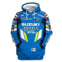 3D printed Suzuki Moto GP off-road motorcycle sports hoodie, unisex outdoor sportswear, motorcycle racing team jacket.