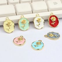 Zinc Alloy  Charms Pendant Rose Flowers Coin Charms 10pcs/lot For DIY Jewelry Making Finding Accessories
