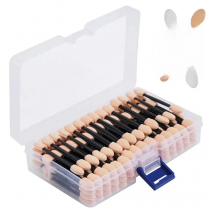 Cuttte 50/100PCS Disposable Dual Sides Eye Shadow Sponge Applicators with Container,  Length Eyeshadow Brushes Makeup Applicator