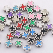 Enamel Square Knights Templar Cross Beads 8MM Jewelry DIY L1556 50pcs 9 Colors Oval Shape Metal Zinc Alloy