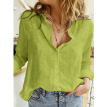Elegant Cotton Linen Shirts Women Casual Solid Button Lapel Blouses Shirts Spring Summer Long Sleeve Loose Tops Tunic Blusas
