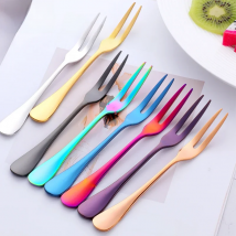 2 Pcs Fruit Fork Luxury Stainless Steel Gold Cake Dessert Forks Lovely Mini Fork Used For Cake in Party Snail Fork Restaurant