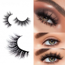 LEHUAMAO MIAMI 3D Mink Lashes Reusable False Lash Effect Fluttery Fullbody Wispy Eyelashes Volume Medium Shape Round Length 16mm