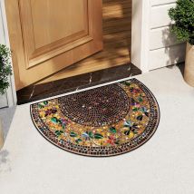 VIKAMA Flannel Mosaic - Style Semi - Circular Rug—Non - Slip, Durable & Decorative for Entryway Decor