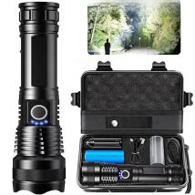 High Power Rechargeable LED Tactical Flashlight  Aluminum Alloy Telescopic Zoom Torch Lamp for Outdoor Camping Fishing