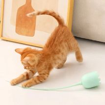Booteely 1 Set of Electric Cat Teasing Stick Intelligent Tail Wagging Cat Toy, Silicone Tail Automatic Rotating Cat Toy