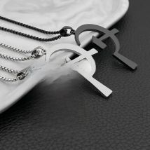 Fashion Titanium Steel Black Silver color Sickle Hammer Pendant Hipster Necklace Enamel USSR Soviet Union Jewelry Necklace