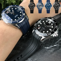 20mm 21mm 19mm High Quality Fluorous Rubber Silicone Watch Band Belt  Fit For Omega New Seamaster 300 Black Blue Soft Strap