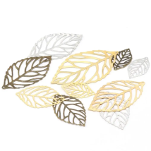 24x14mm100pc Gold Sliver BronzeHollow Leaves Filigree Pendant Metal Crafts Charm DIY UV Resin Necklace Jewelry Handicraft Making