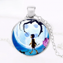 New Coraline Photo Cabochon Glass Tibet Round Chain Pendant Necklace HZ1